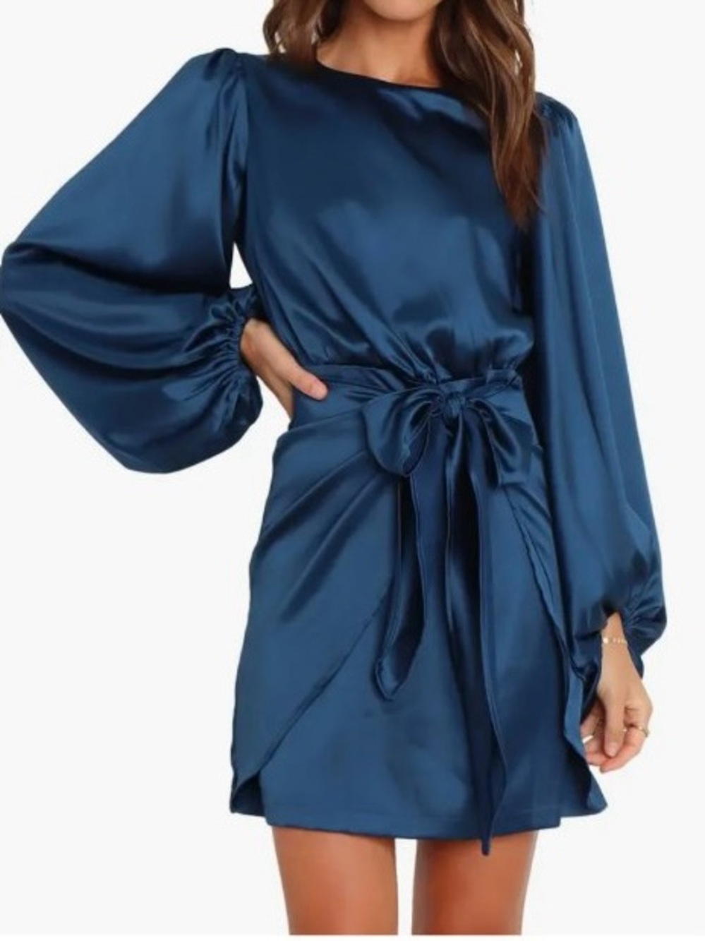 Petal & Pup Satin Tie-Waist Mini Dress
